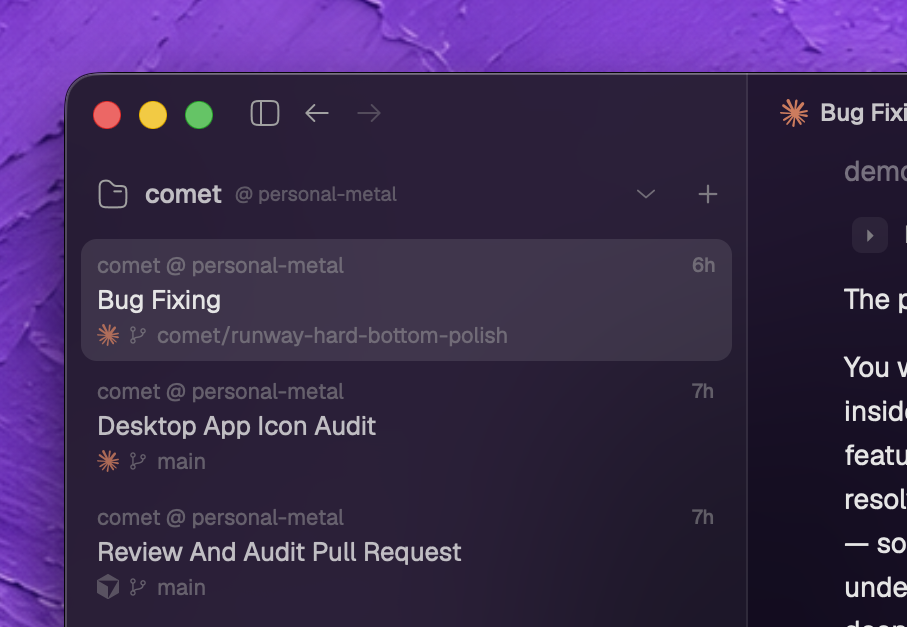 Zeron session list showing agent sessions running on another machine